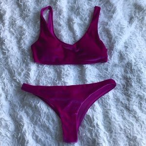 Bright purple suede bikini
